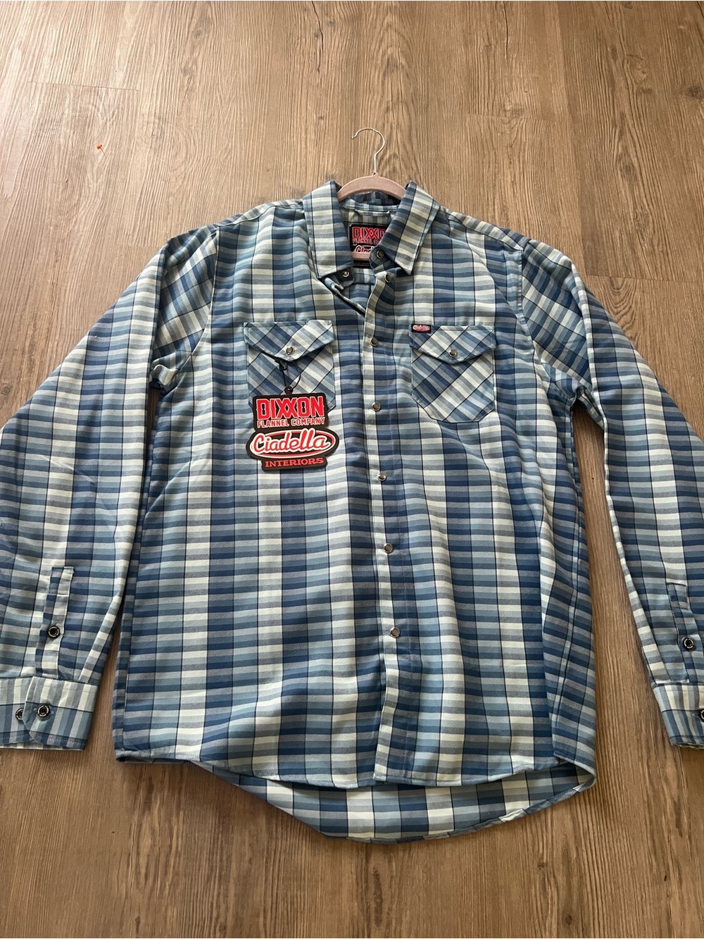 DIXXON Blue and White Plaid Button-Down Work Shirt